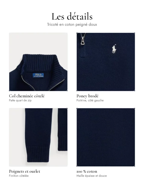 Pack de 3 pulls en coton demi-zippés à col cheminée Polo Ralph Lauren – Taille L